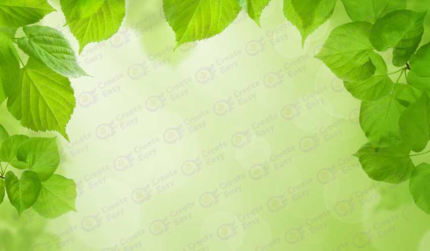 Green leaves border abstract background