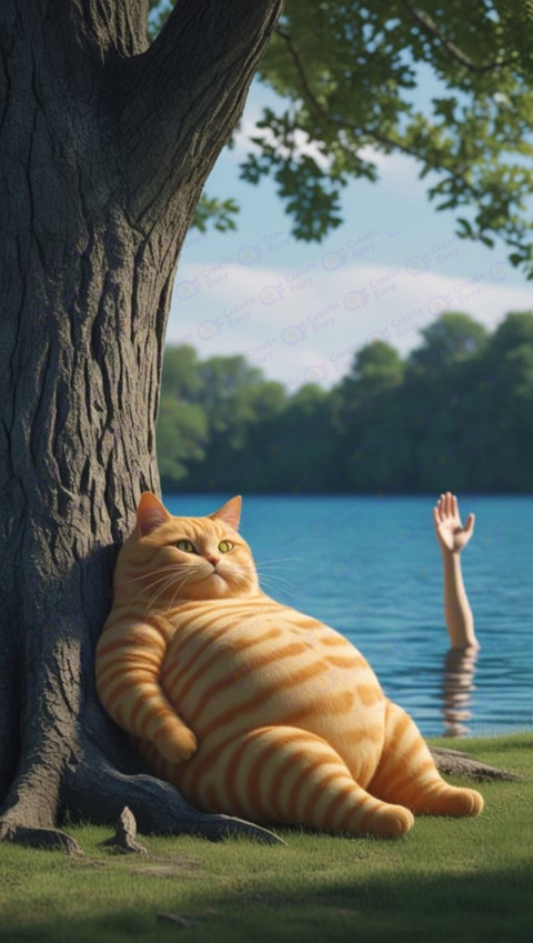 A cute chubby and funny orange cat