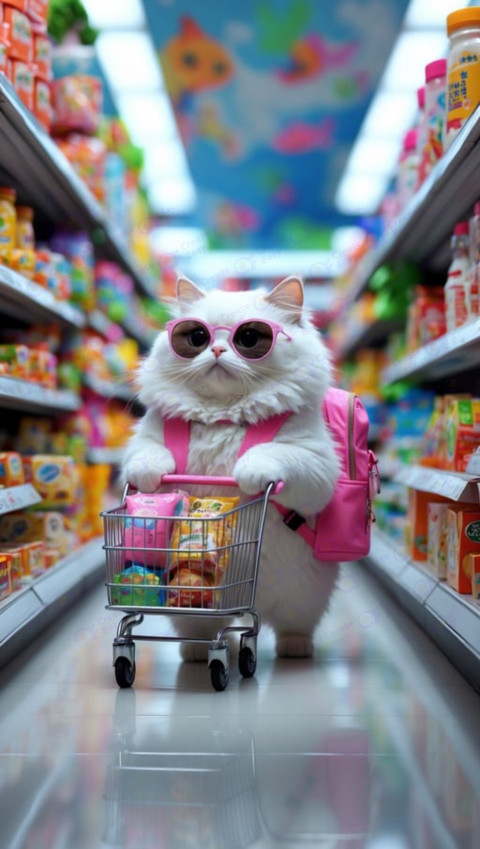 cute fluffy chubby white cat