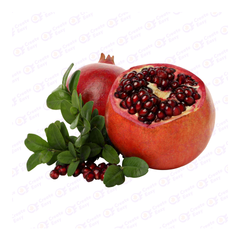 Pomegranate with leaf createeasy png