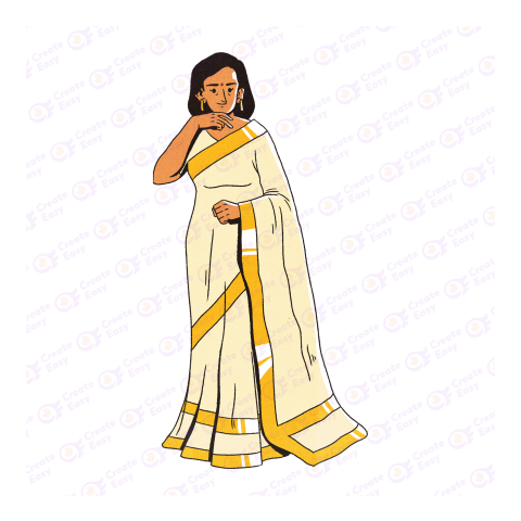 Girl in kerala traditional saree vector iamge
