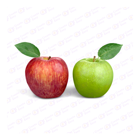 Red & Green Apple PNG – Fresh Fruit with Leaf Transparent