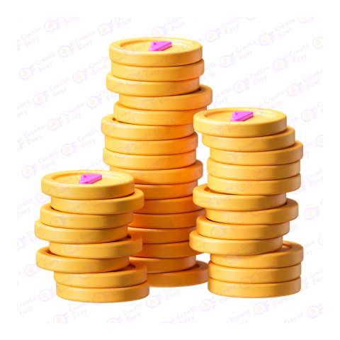 Stack of gold coins free 3d png image