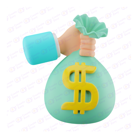 Money bag free 3d png image