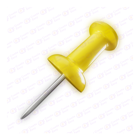 Yellow Push Pin free 3d png image