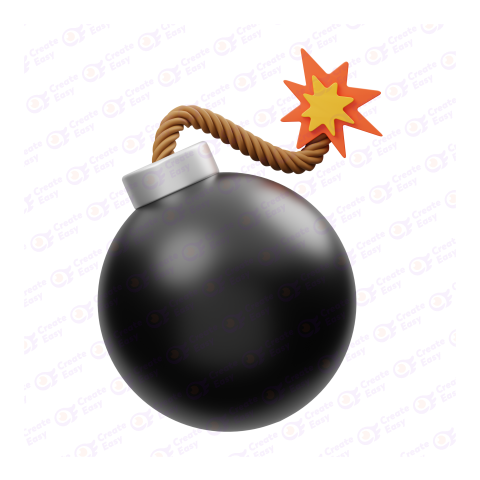 Explosive Black Bomb Vector Illustration free 3d png image