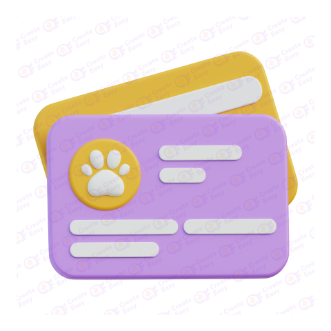Pet Footprint Card free 3d png image