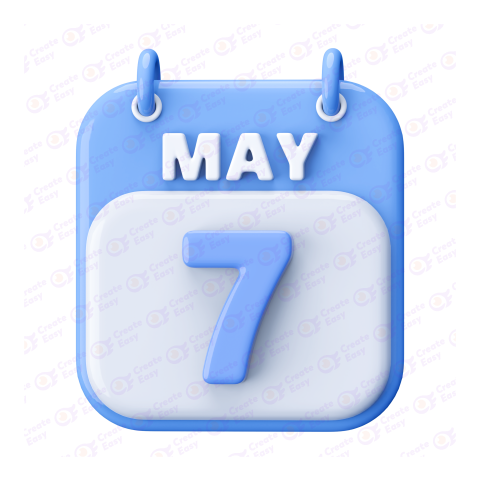 May 7 Calendar free 3d png image
