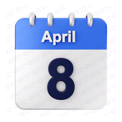 April 8 Calendar free 3d png image
