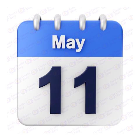 May 11 Calendar free 3d png image