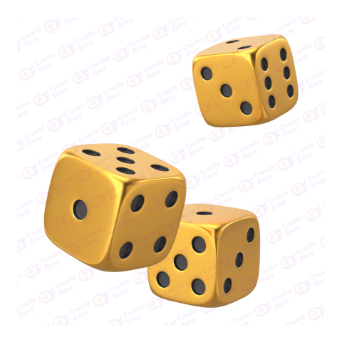 Gold Dice roller 3d free png image