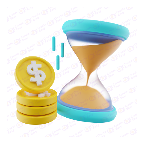 Golden Coins Realistic Hourglass Free 3d png image