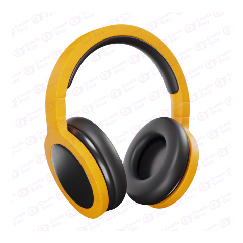Yellow Headphone Gadget Illustration Free 3d png image