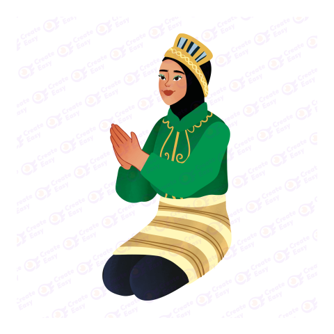 Muslim Woman Praying Flat geometric management icon