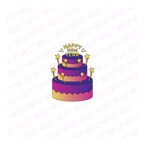 Happy New Year Cake Flat geometric management icon