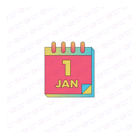 1 January Calendar date Flat geometric management icon