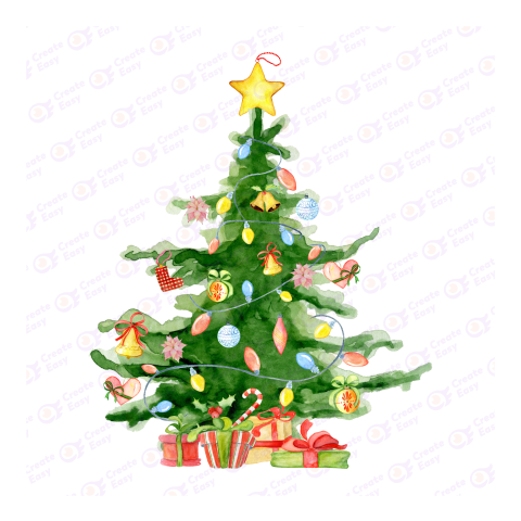 Watercolor Christmas Tree Flat geometric Png image