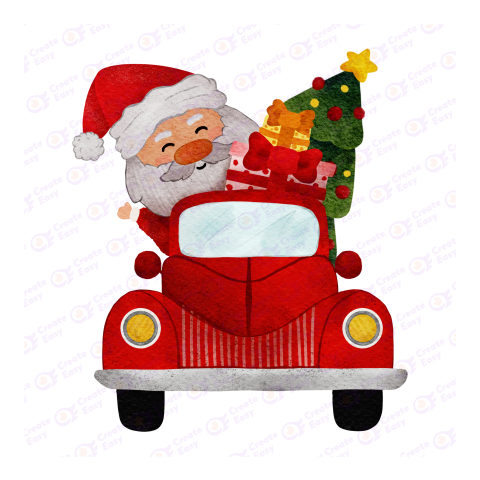 Merry Chirstmas Santa Truck Flat geometric icon png image
