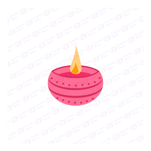 Pink Diwali festival lamp Flat icon free png image
