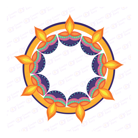 Happy diwali rangoli diya Flat icon free png image