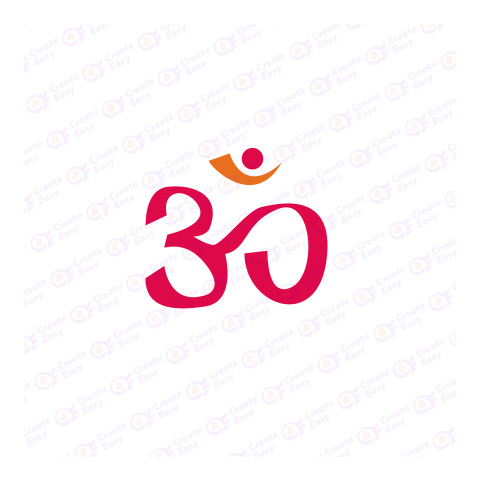 Pink And Yellow Om Hindi Letter Flat icon free png image