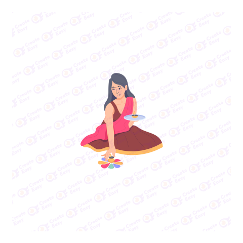Trendy flat illustration of indian housewife Flat icon free png image