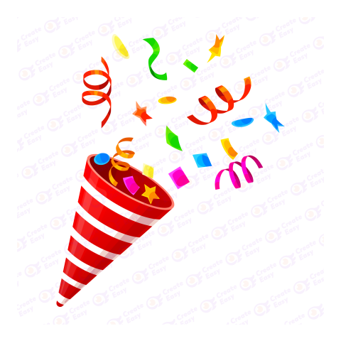 Party popper cone, birthday pop cracker Flat icon free png image