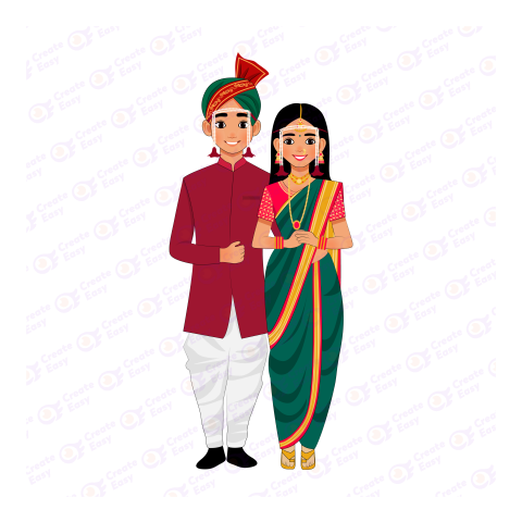 Marathi Wedding Couple Flat icon free png image