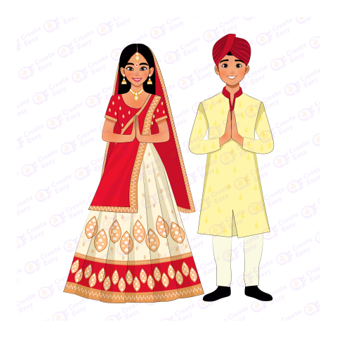 Indian Wedding Couple Flat icon free png image