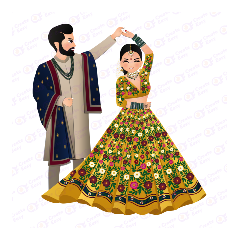 Indian Wedding Couple Flat icon free png image