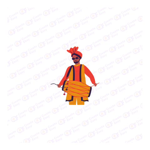 Indian Punjabi man with Dhol for Baisakhi and lohri Flat icon free png image