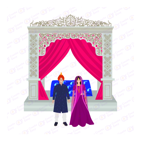 Indian Wedding Golden Flat icon free png image