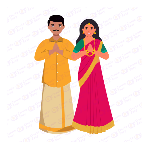 South Indian Wedding Couple Flat icon free png image