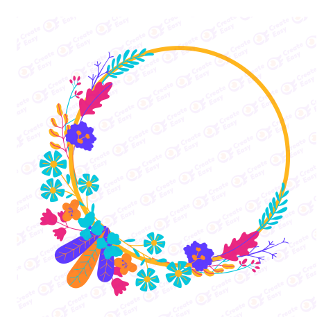Frame with spring flowers Flat icon free png image