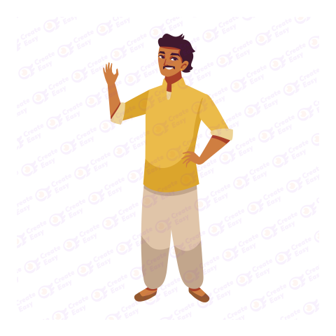 Indian Boy Traditional Dress Flat icon free png image