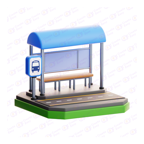 bus stop 3D Illustration free png image
