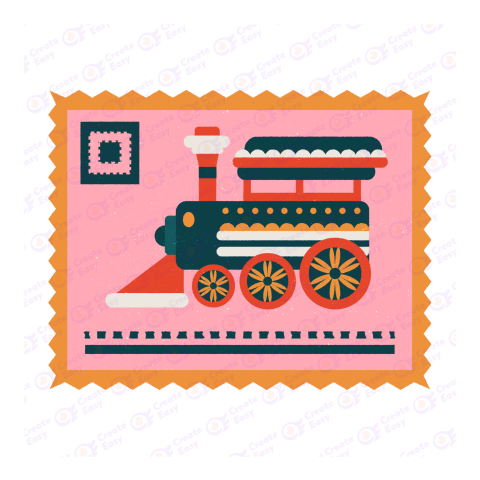 A bright and colorful train illustration free png image