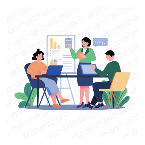 Team collaborates to analyze company data during free png image