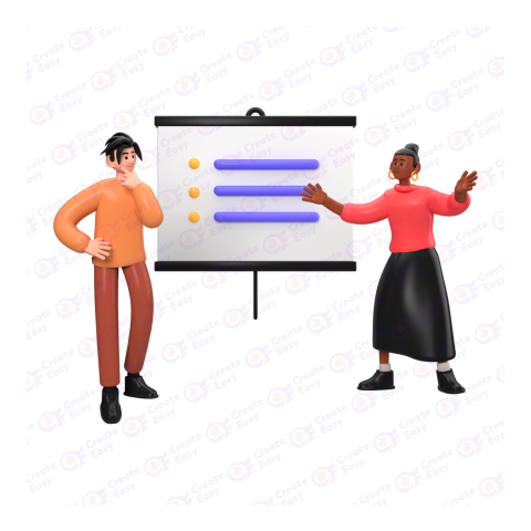 Marketing employee analyzing Market 3d free png image
