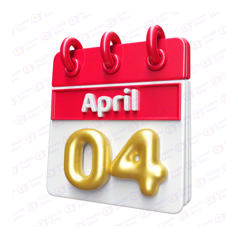 April 4 Calendar free 3d png image