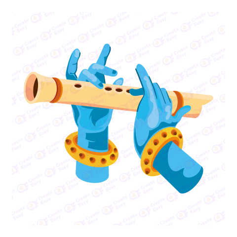 Lord Krishna playing his flute Flat geometric icon png image