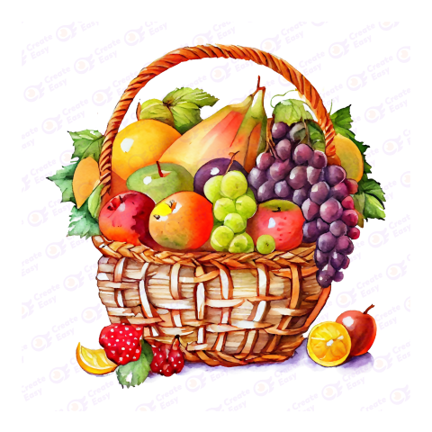 Basket of Fruits Flat icon free png image