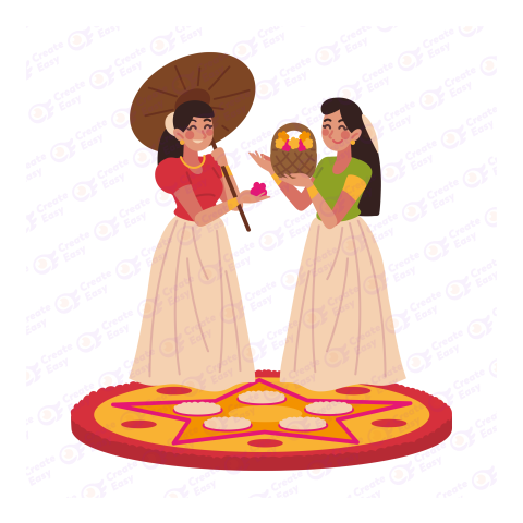 Happy Onam Traditional Women Flat icon free png image