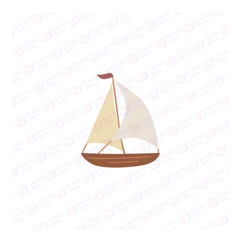 Wooden Sailboat Flat icon free png image