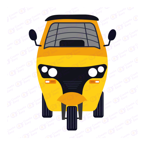 Yellow Rickshaw Flat icon free png image