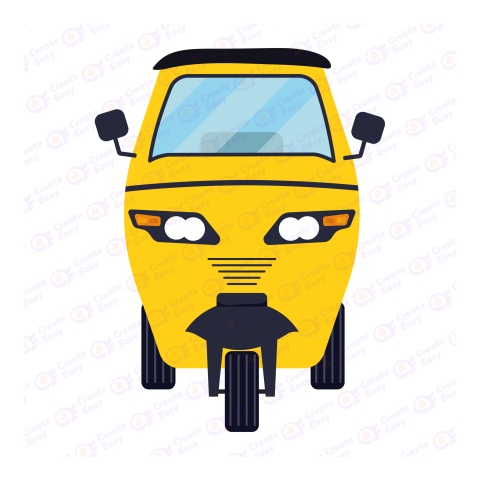 Yellow Rickshaw Flat icon free png image