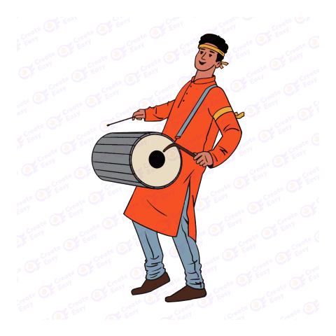 Dhol Player Flat icon free png image