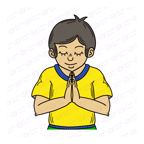 Prayer with boy Flat icon free png image
