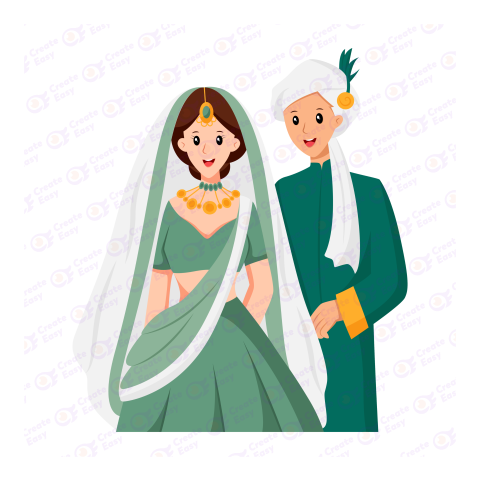 Indian Wedding Couple Flat icon free png image