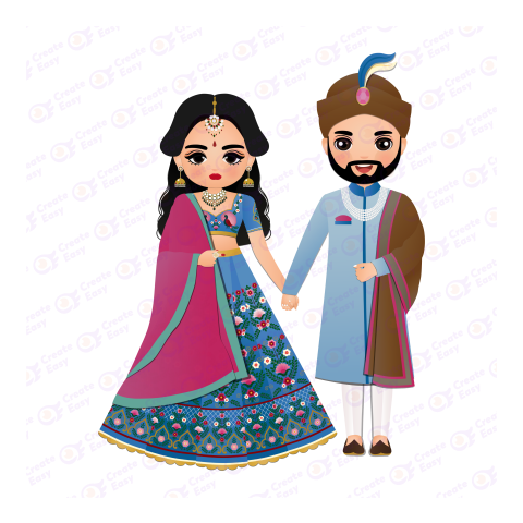 Indian Wedding Couple Flat icon free png image